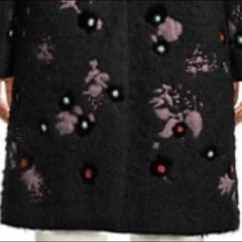 VALENTINO COUTURE BLACK EMBROIDERED EMBELLISHED WOOL BLEND LUXURY COAT SIZE 4 - Picture 10 of 16
